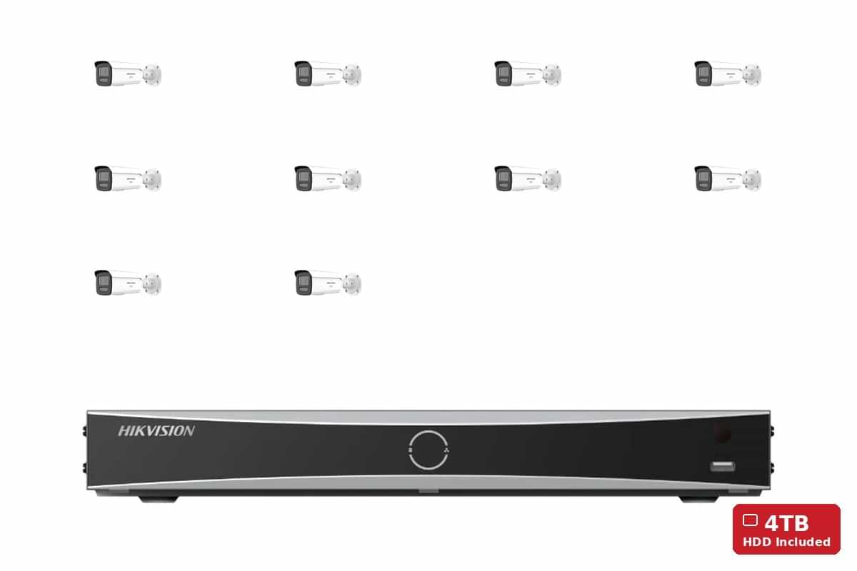 Hikvision 6MP ColorVu 3.0 Bullet 10-Camera Kit | 4TB HDD Pre-Installed