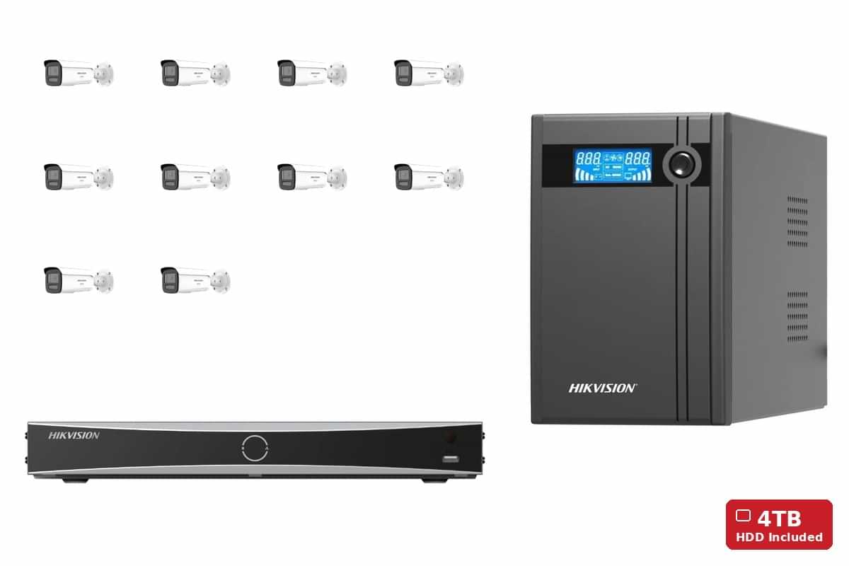 Hikvision 6MP ColorVu 3.0 Bullet 10-Camera Kit | 4TB HDD + UPS2000