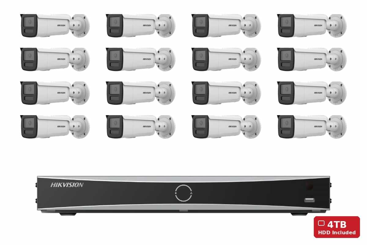 Hikvision 6MP AcuSense G2H Strobe Bullet 16-Camera Kit | 4TB HDD Pre-Installed
