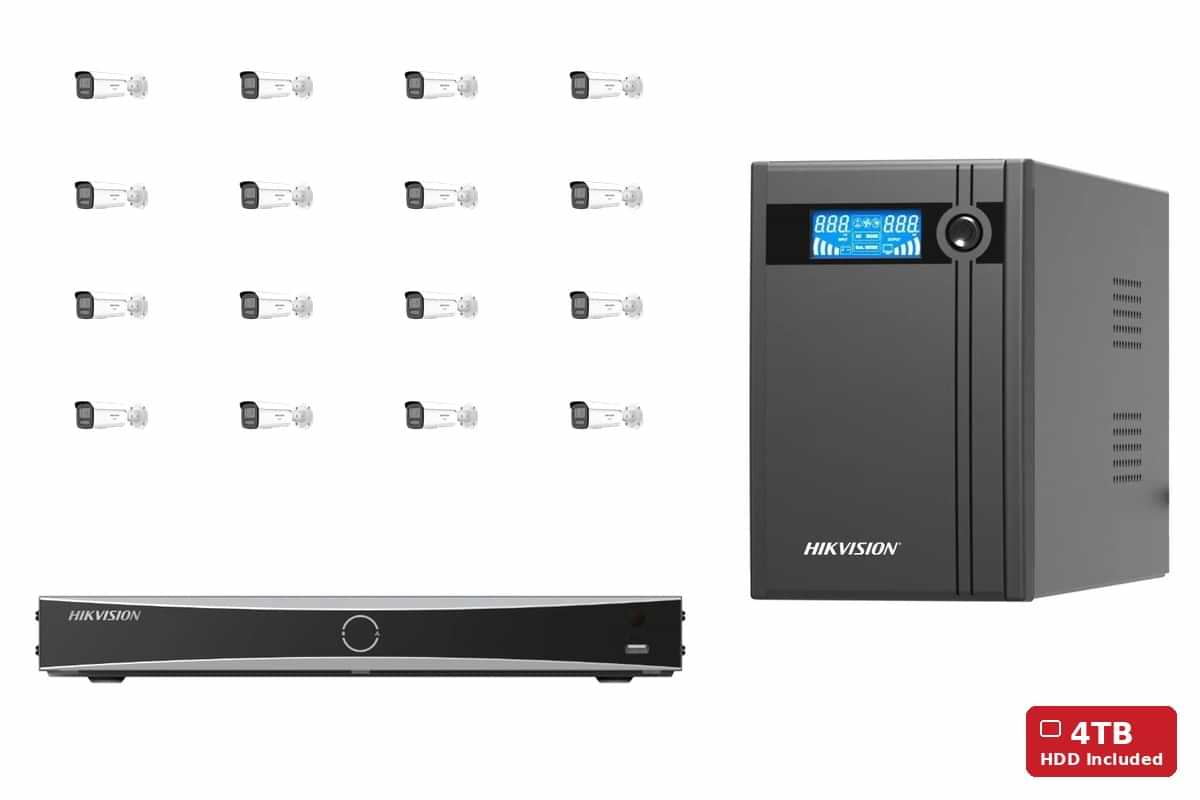 Hikvision 6MP ColorVu 3.0 Bullet 16-Camera Kit | 4TB HDD + UPS2000