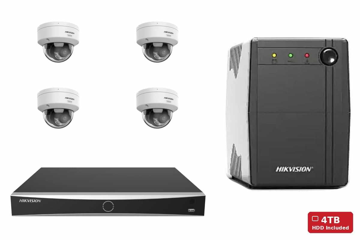 Hikvision 6MP ColorVu 3.0 Dome 4-Camera Kit | 4TB HDD + UPS600