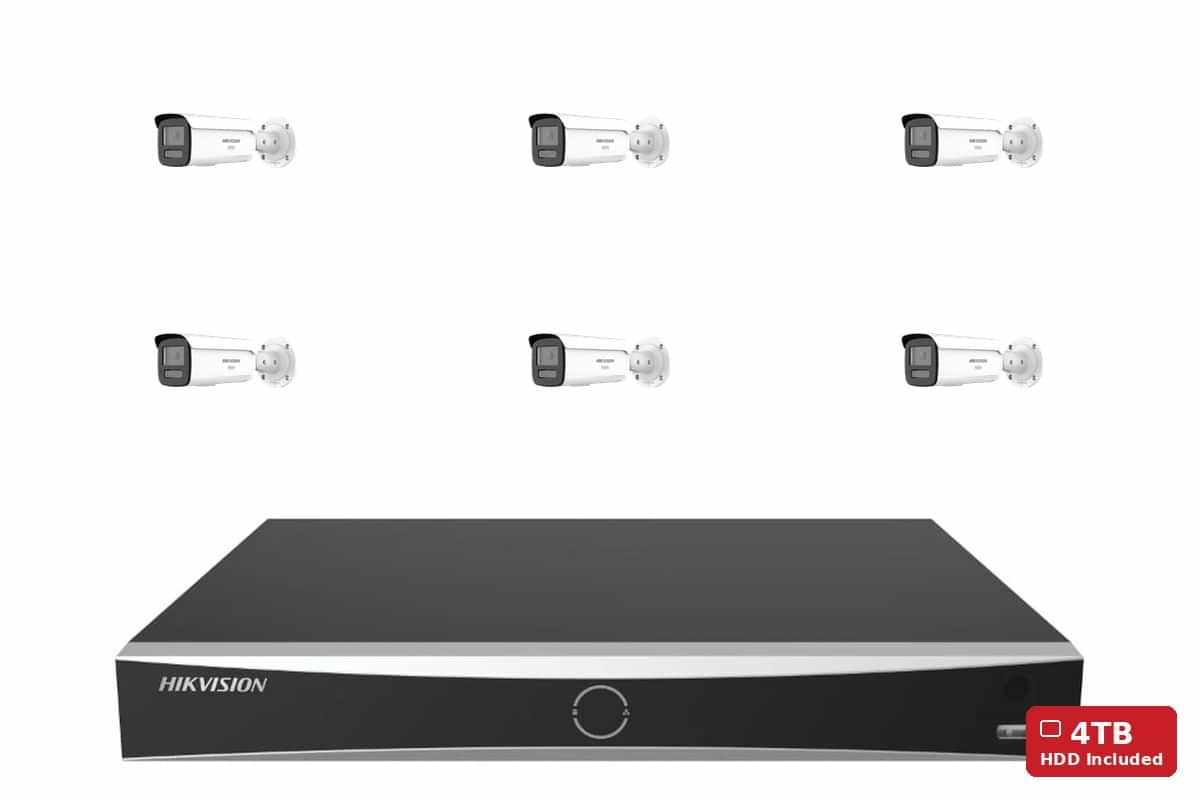 Hikvision 6MP ColorVu 3.0 Bullet 6-Camera Kit | 4TB HDD Pre-Installed