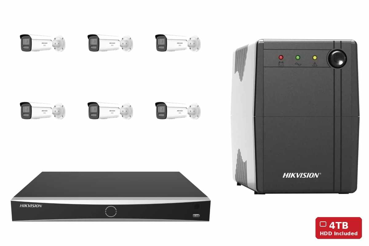 Hikvision 6MP ColorVu 3.0 Bullet 6-Camera Kit | 4TB HDD + UPS1000