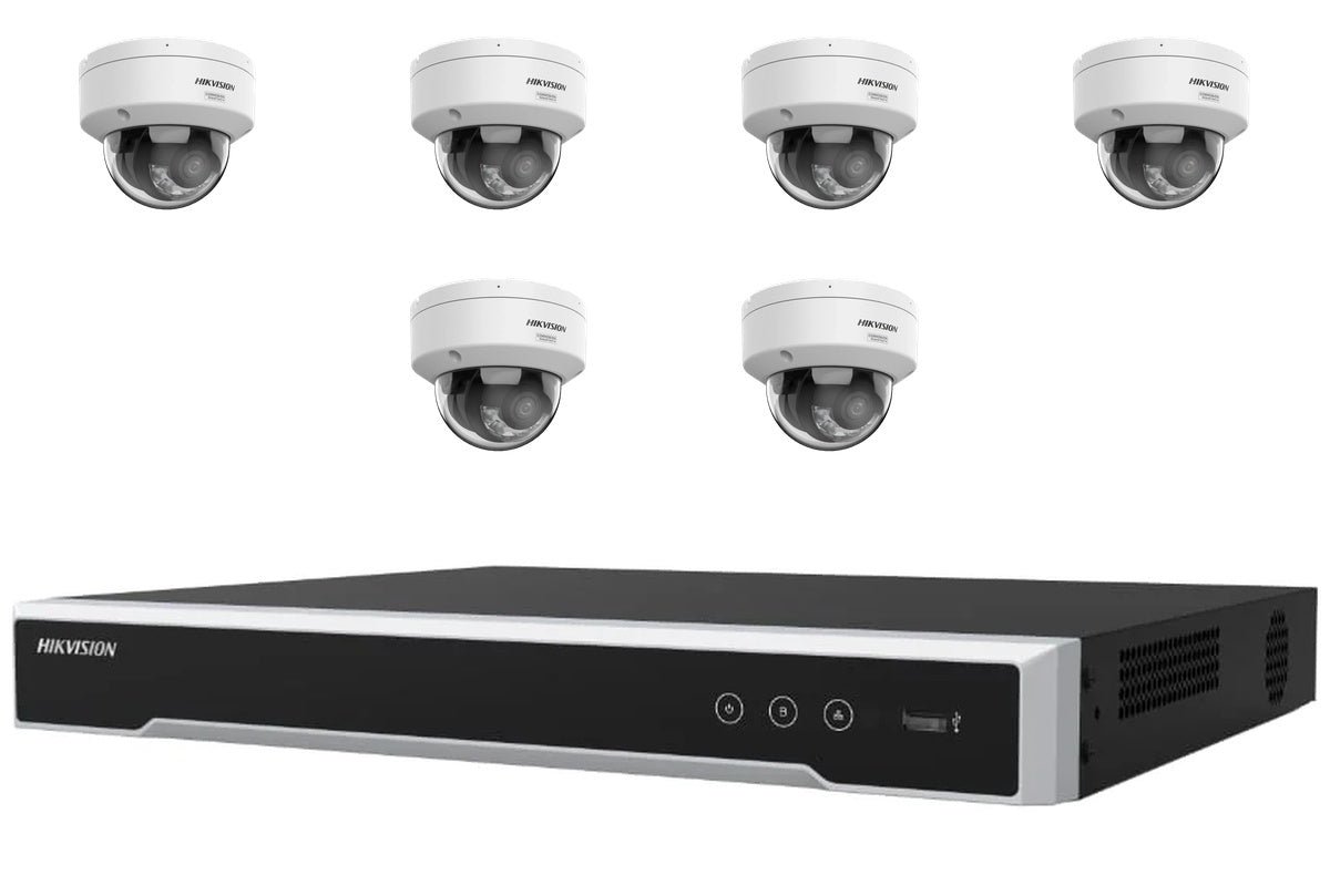 Hikvision 6MP ColorVu 3.0 6-Camera Mini Dome Kit