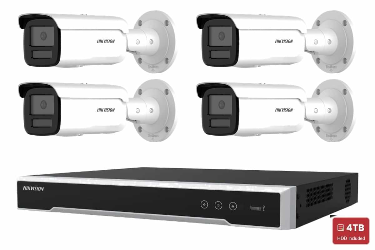 Hikvision 6MP AcuSense Strobe Bullet 4-Camera Bullet Kit