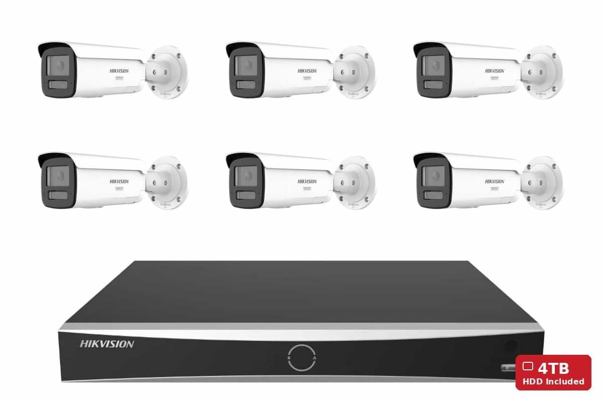 Hikvision 8MP 4K ColorVu 3.0 Bullet 6-Camera Kit | 4TB HDD Pre-Installed