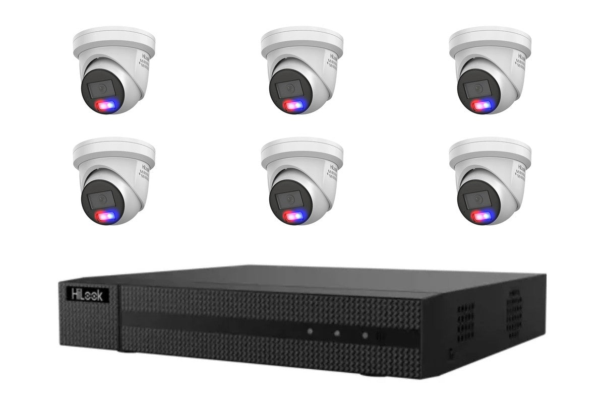 HiLook 6MP Active Deterrence Turret 6-Camera Kit | BYO HDD