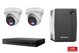 HiLook 8MP 4K Active Deterrence Turret 2-Camera Kit | 2TB HDD + UPS600