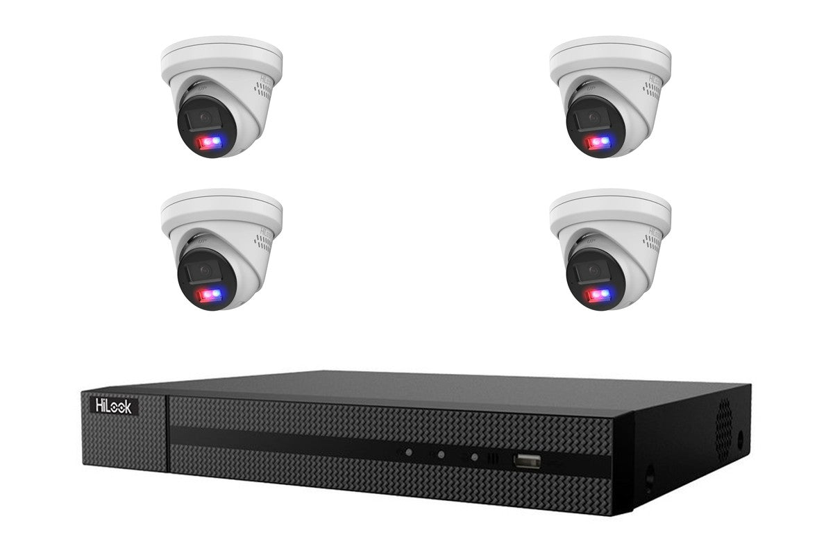 HiLook 8MP 4K Active Deterrence Turret 4-Camera Kit | BYO HDD
