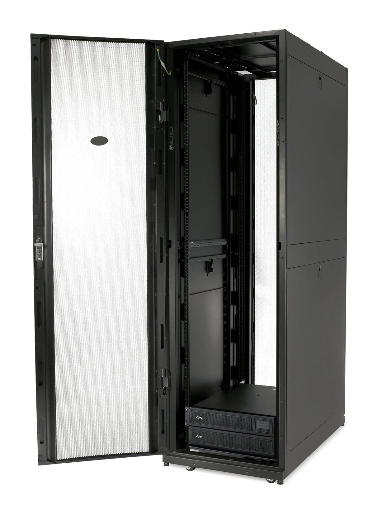 APC by Schneider Electric NetShelter 42U Enclosed Cabinet Rack Cabinet for Storage, Server - 482.60 mm Rack Width - Black - TAA Compliant