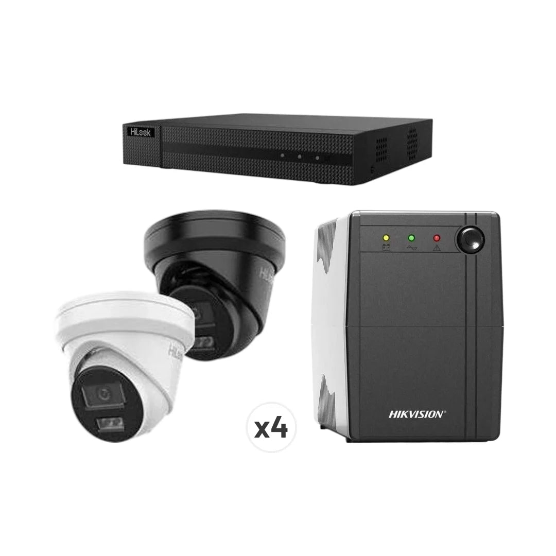 HiLook 8MP 4-Camera Turret Kit | 2TB HDD Pre-Installed + UPS600