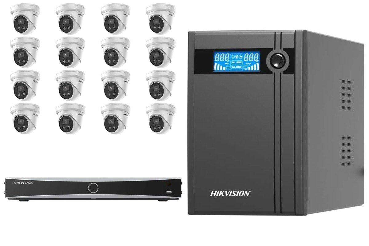 Hikvision 6MP AcuSense 16-Camera Turret Kit | 4TB HDD Pre-Installed + UPS2000