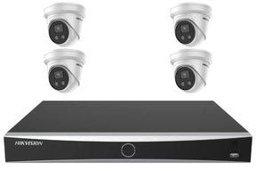 Hikvision 6MP AcuSense Turret 4-Camera Kit | 4TB HDD Pre-Installed — 4 turret cameras and 8-channel NVR