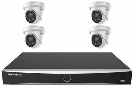 Hikvision 6MP AcuSense Turret 4-Camera Kit | 4TB HDD Pre-Installed — 4 turret cameras and 8-channel NVR