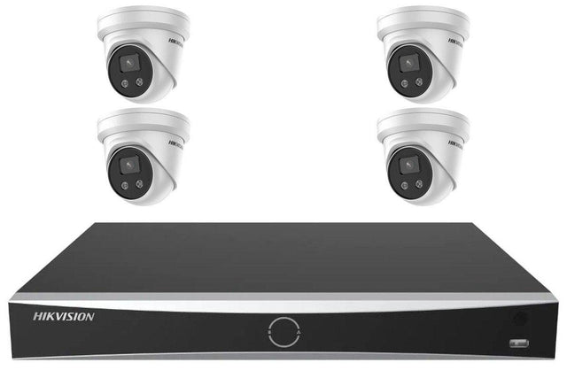 Hikvision 6MP AcuSense Turret 4-Camera Kit | 4TB HDD Pre-Installed — 4 turret cameras and 8-channel NVR
