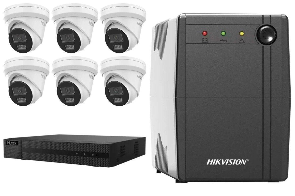 HiLook 8MP 6-Camera Turret Kit | 4TB HDD Pre-Installed + UPS1000