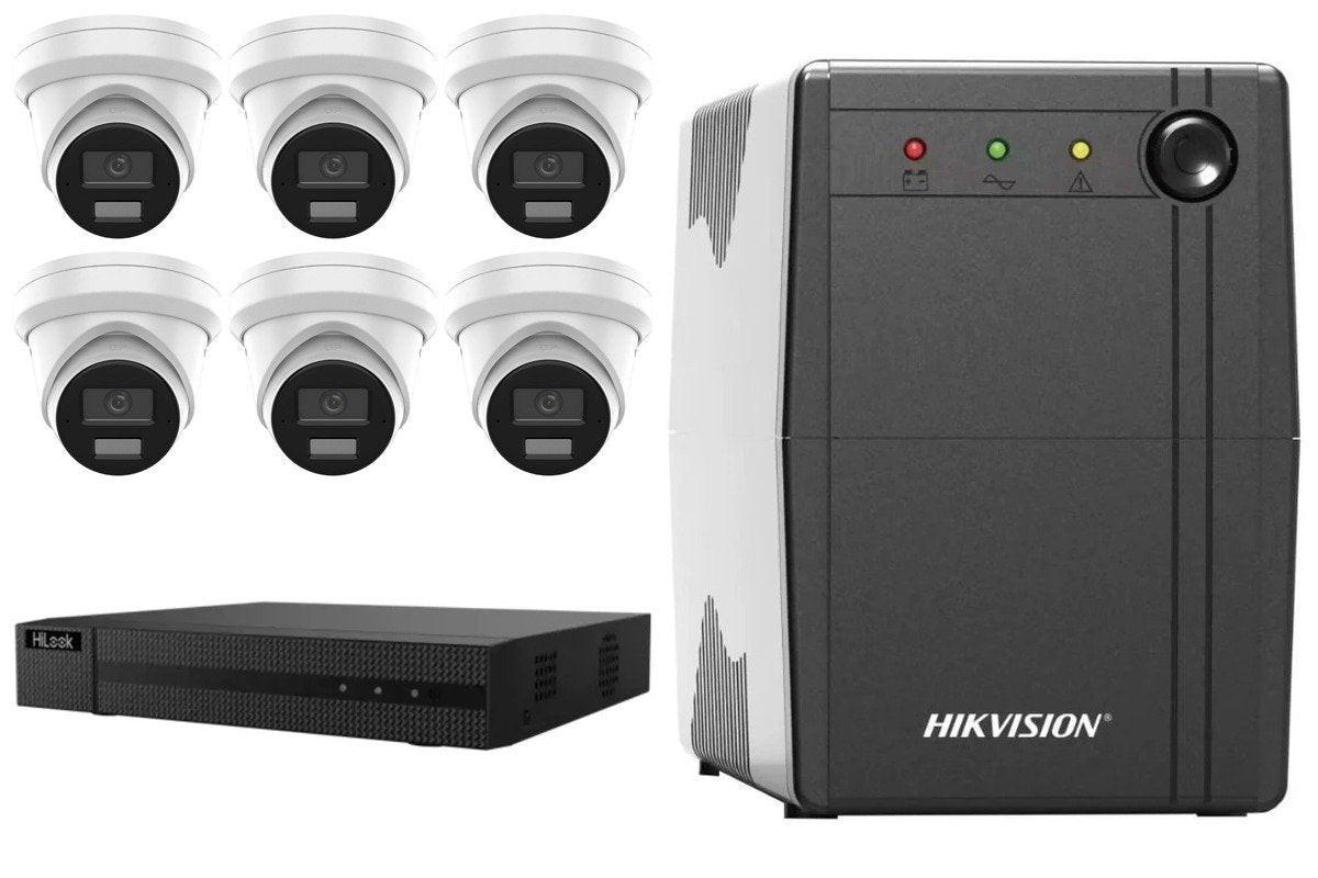 HiLook 6MP 6-Camera Turret Kit | 4TB HDD Pre-Installed + UPS1000